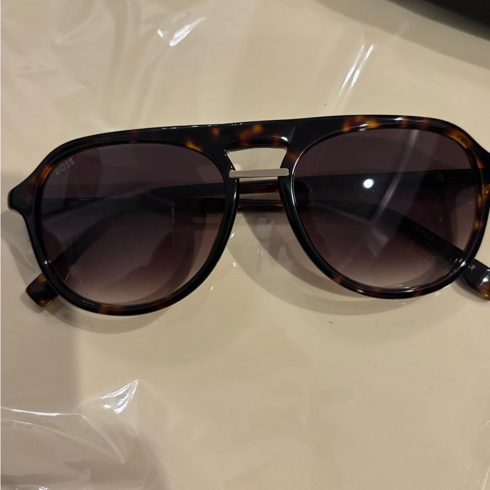 Boss Tortoise Shell Frame Sunglasses with Dark Gradient Lenses